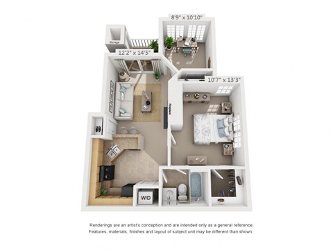 Floor plan for 2 beds, 1 bath, 760 sqft
